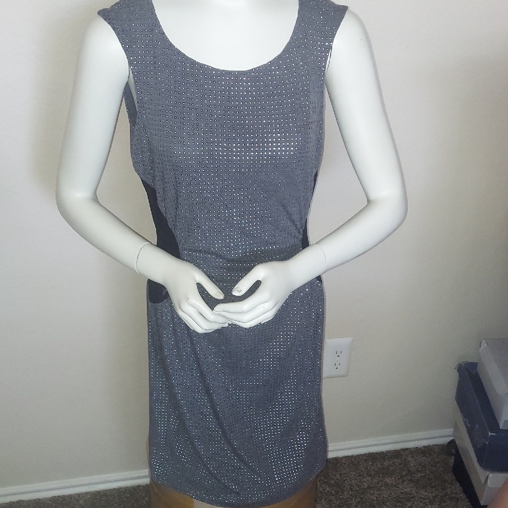 Gianni Bini Navy Textured Midi Sheath Dress - Picture 2 of 16